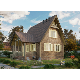 Сайдинг LUX под камень, Rocky, кедровый орех