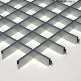 Потолок Грильято 100x100 h=40 серебристый металик RAL 9007 (Cesal)