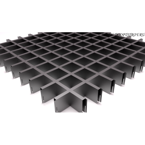 Потолок Грильято 75x75 h=40 матовый металлик RAL 9006 (Cesal)