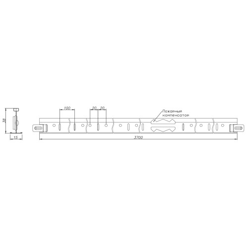 Каркас Т-профиль 15/38 Албес золото 3700мм